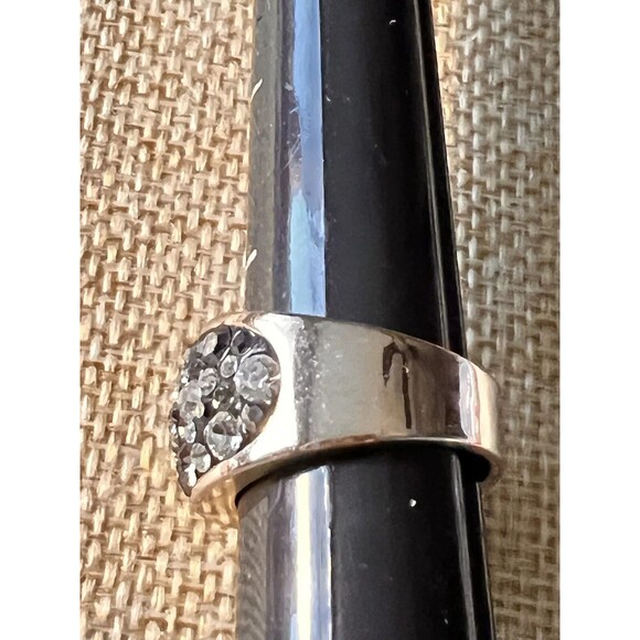 JMC Brass Rose Gold Rhinestone Bubble Ring White/Black Size 6.3/4” EUC BEAUTIFUL - Picture 9 of 10